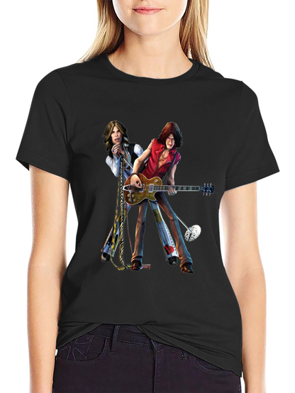 Rock Band Graphic Print Black T-Shirt