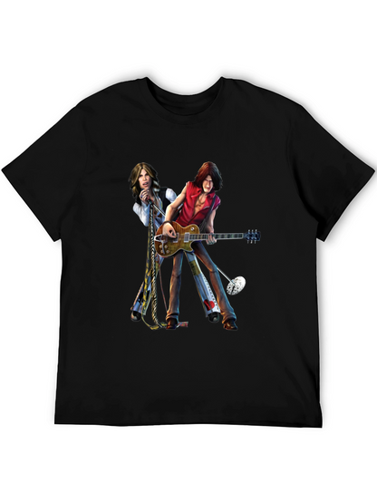 Rock Band Graphic Print Black T-Shirt