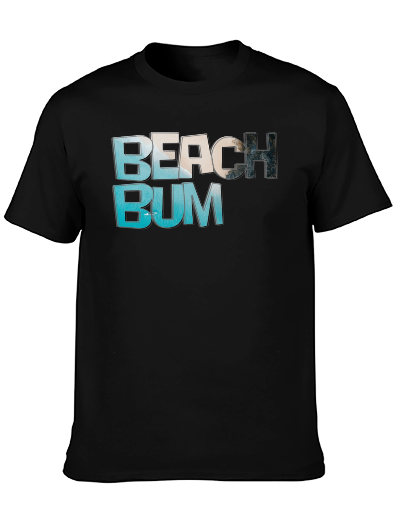 Beach Bum Graphic Tee - Casual Black T-Shirt