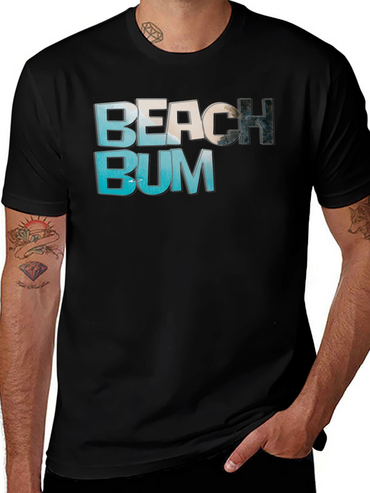 Beach Bum Graphic Tee - Casual Black T-Shirt