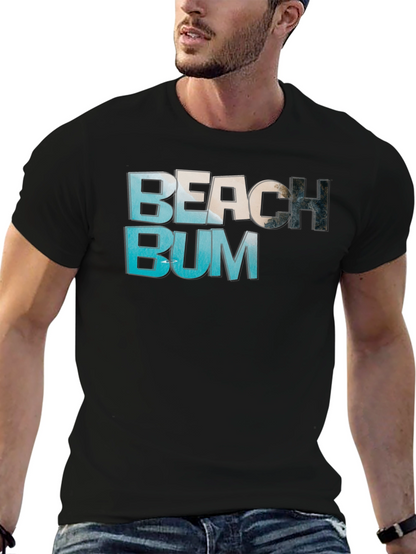 Beach Bum Graphic Tee - Casual Black T-Shirt