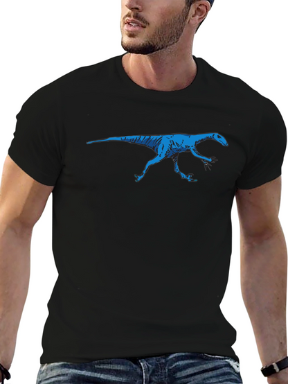Blue Dinosaur Graphic Black T-Shirt