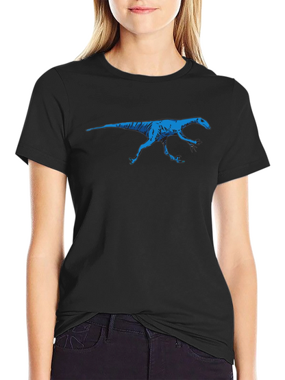 Blue Dinosaur Graphic Black T-Shirt