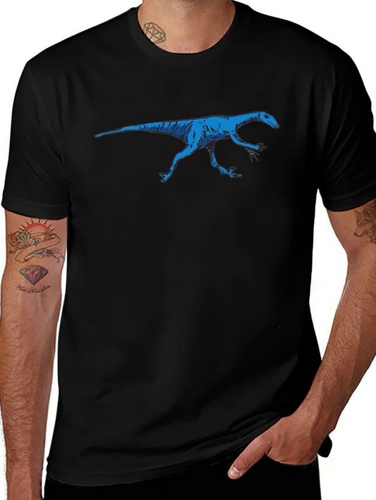 Blue Dinosaur Graphic Black T-Shirt
