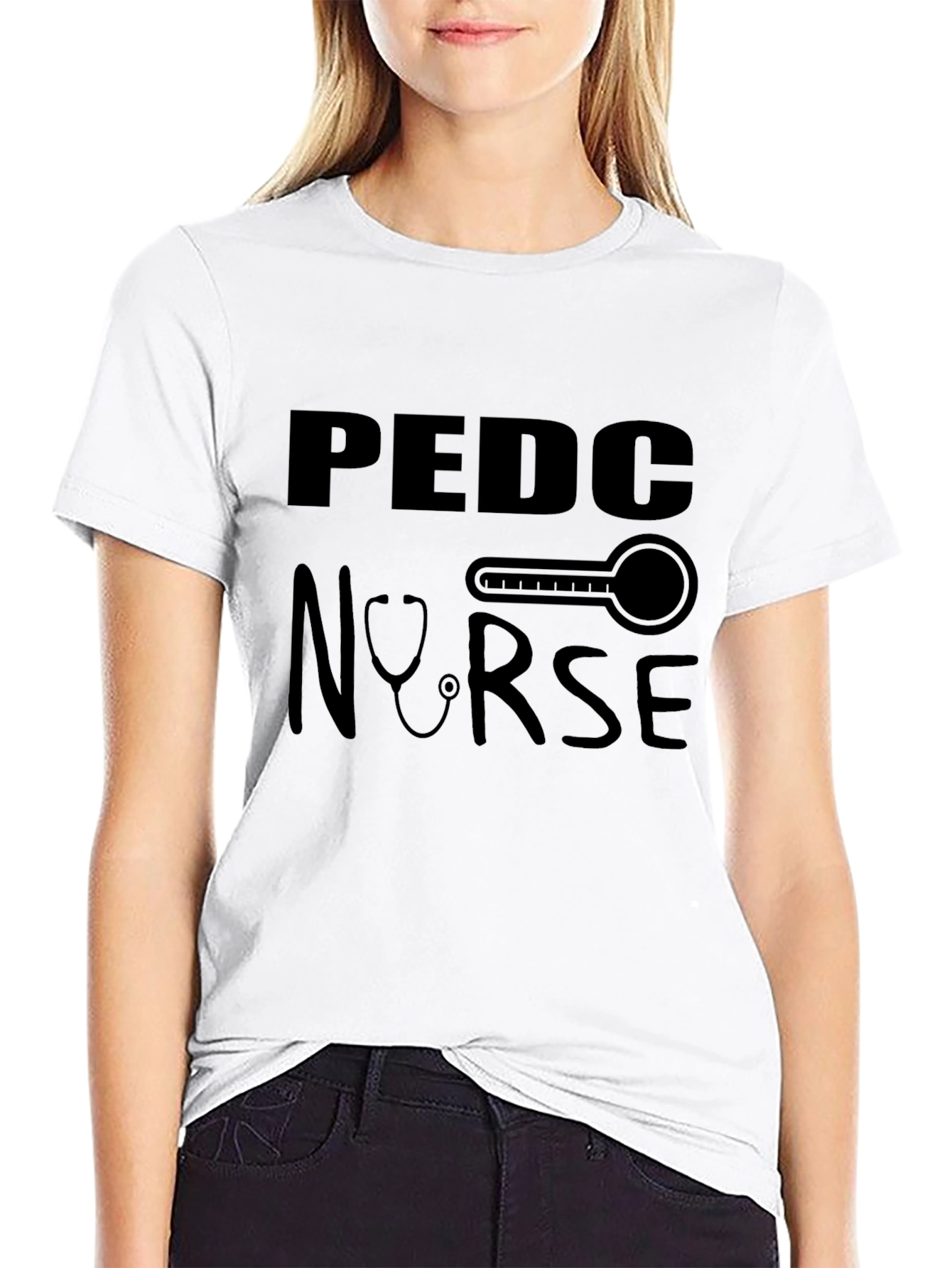Pediatric Nurse T-Shirt - Medical Thermometer Stethoscope Design