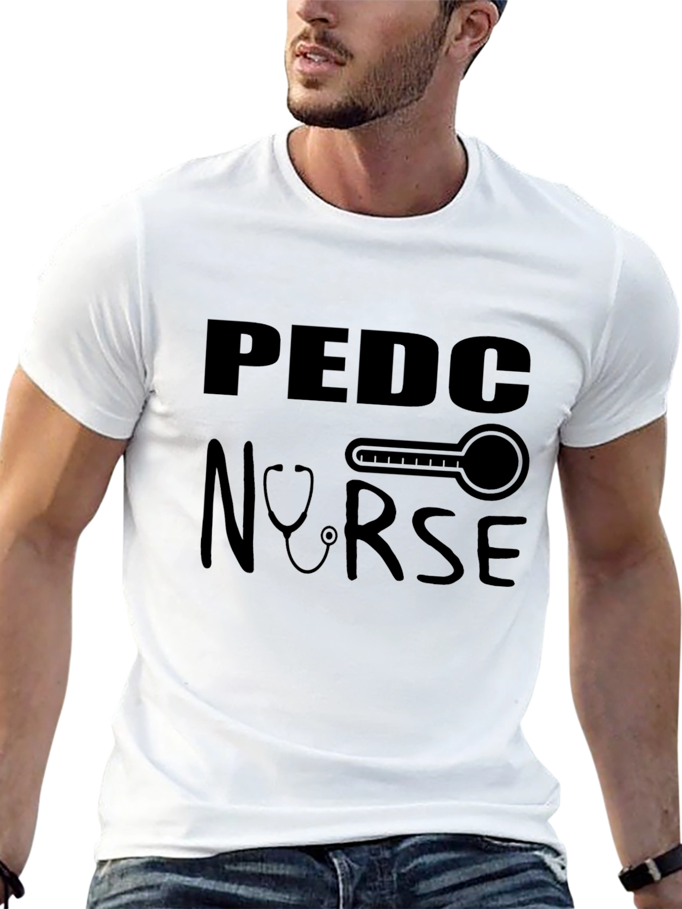 Pediatric Nurse T-Shirt - Medical Thermometer Stethoscope Design