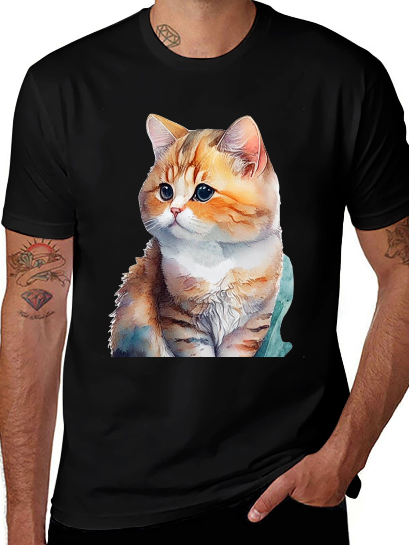 Cute Cat Graphic T-Shirt - Soft Cotton Blend Tee