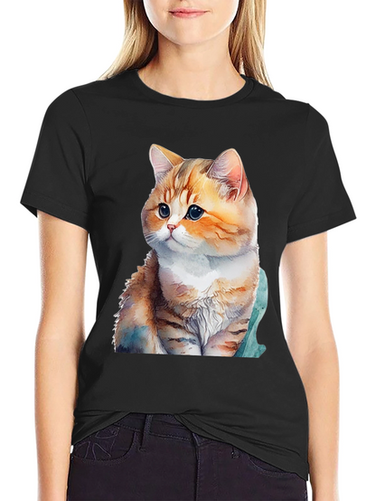 Cute Cat Graphic T-Shirt - Soft Cotton Blend Tee