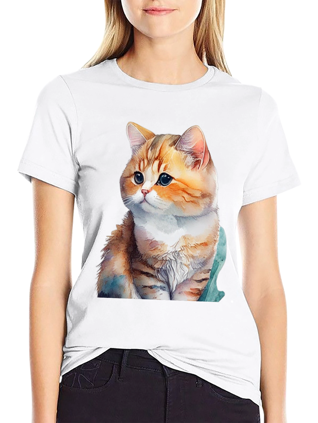 Cute Cat Graphic T-Shirt - Soft Cotton Blend Tee