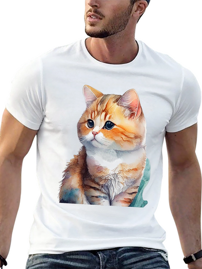 Cute Cat Graphic T-Shirt - Soft Cotton Blend Tee