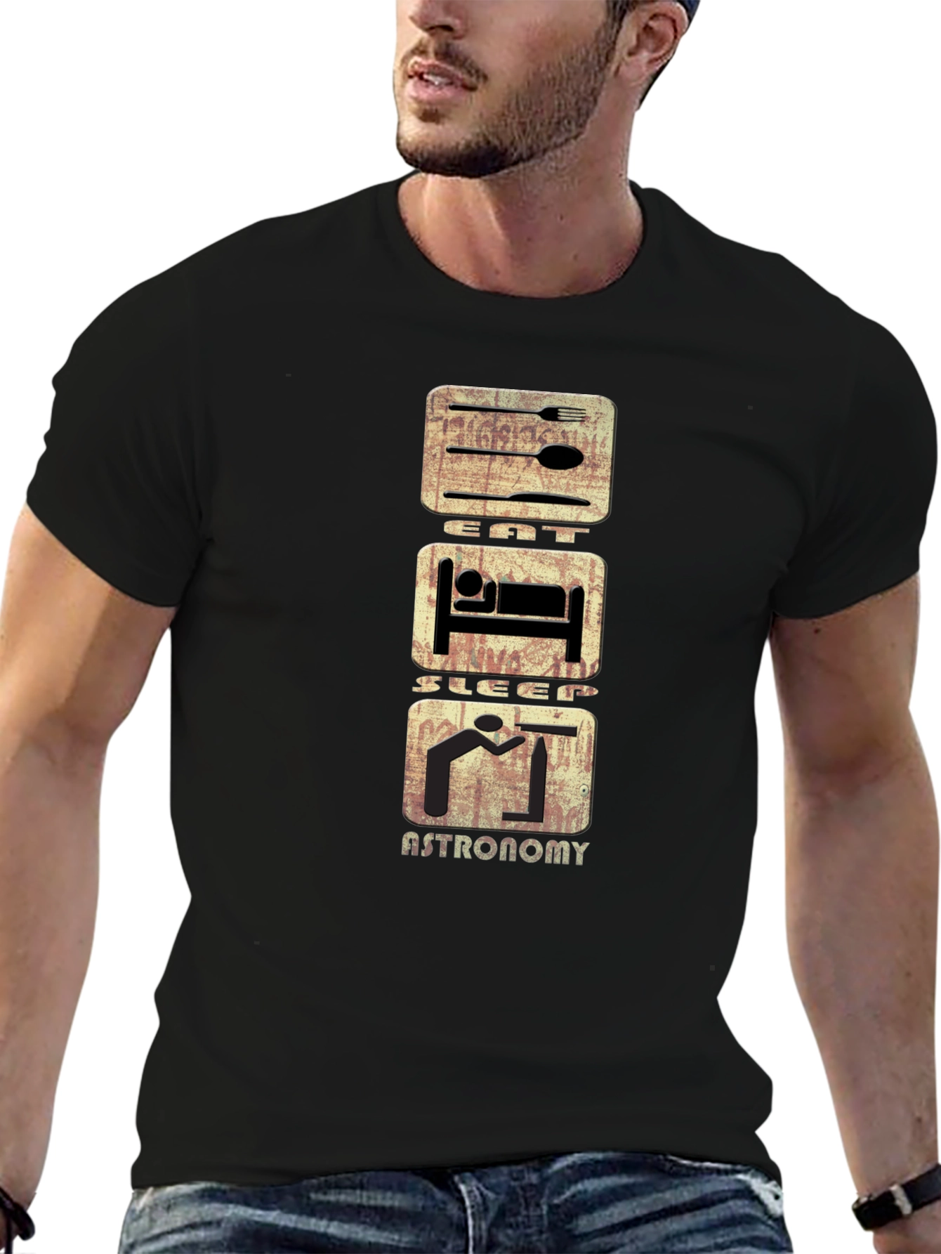 Eat Sleep Astronomy T-Shirt - Black Cotton Tee