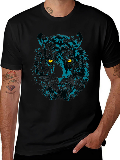 Cool Tiger Graphic Print Black T-Shirt