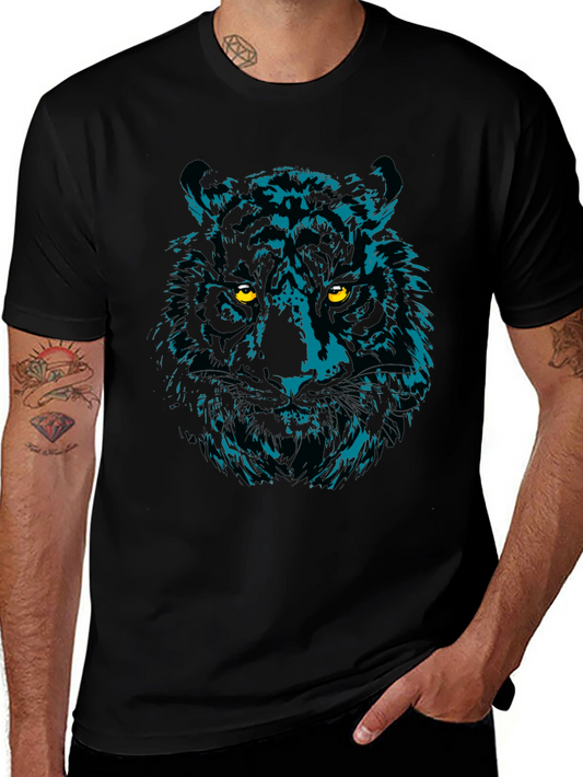 Cool Tiger Graphic Print Black T-Shirt