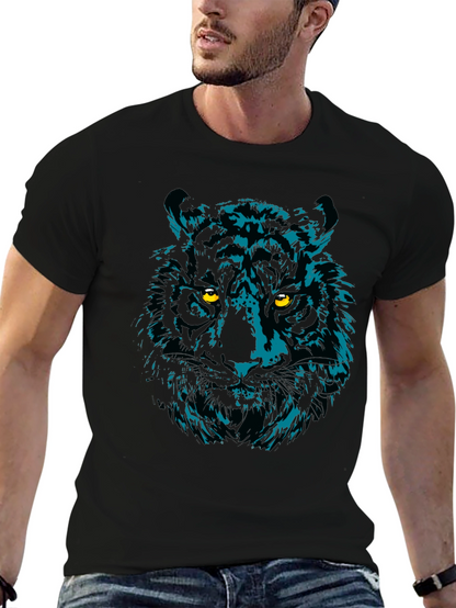 Cool Tiger Graphic Print Black T-Shirt