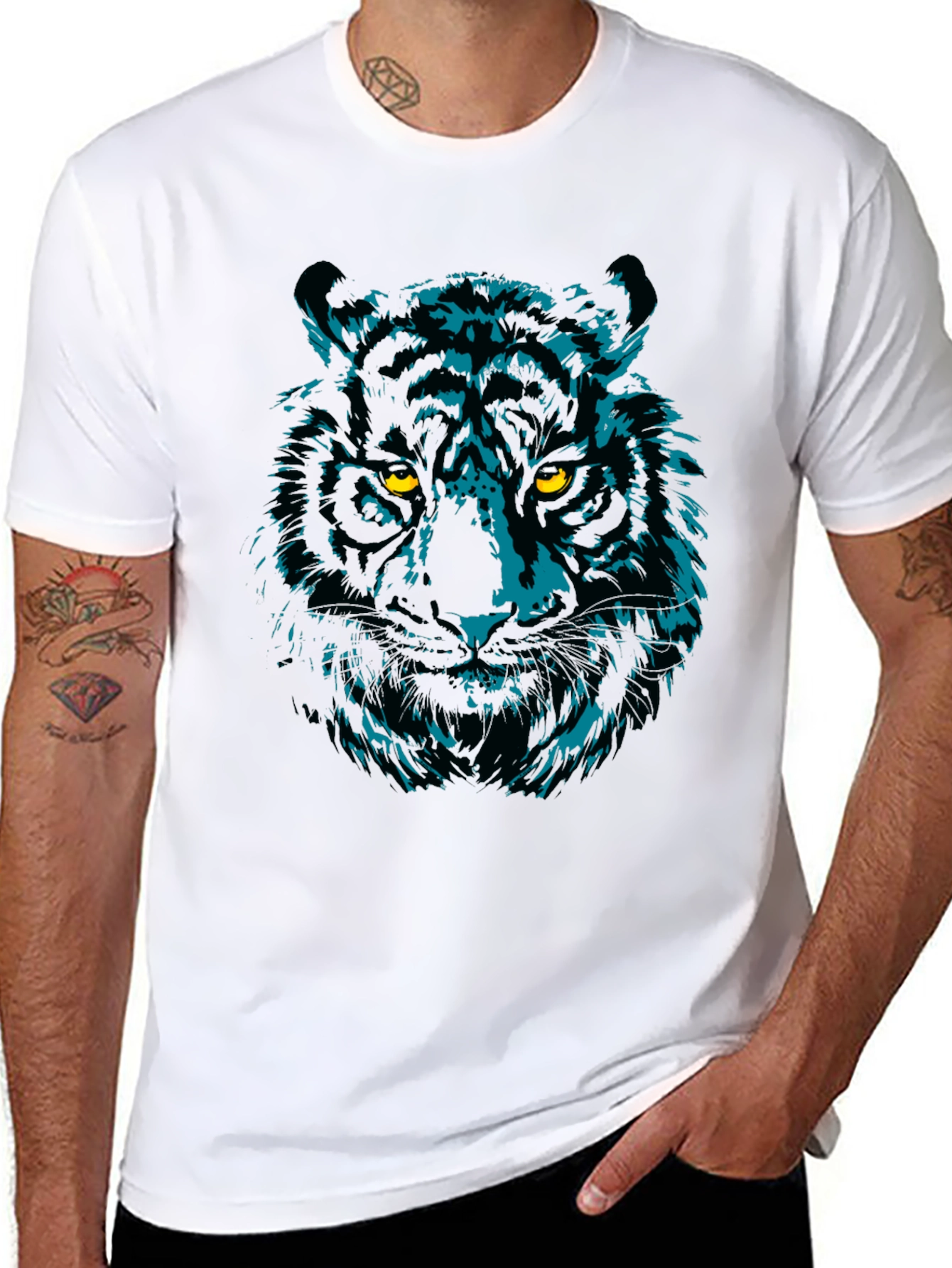 Cool Tiger Graphic Print Black T-Shirt