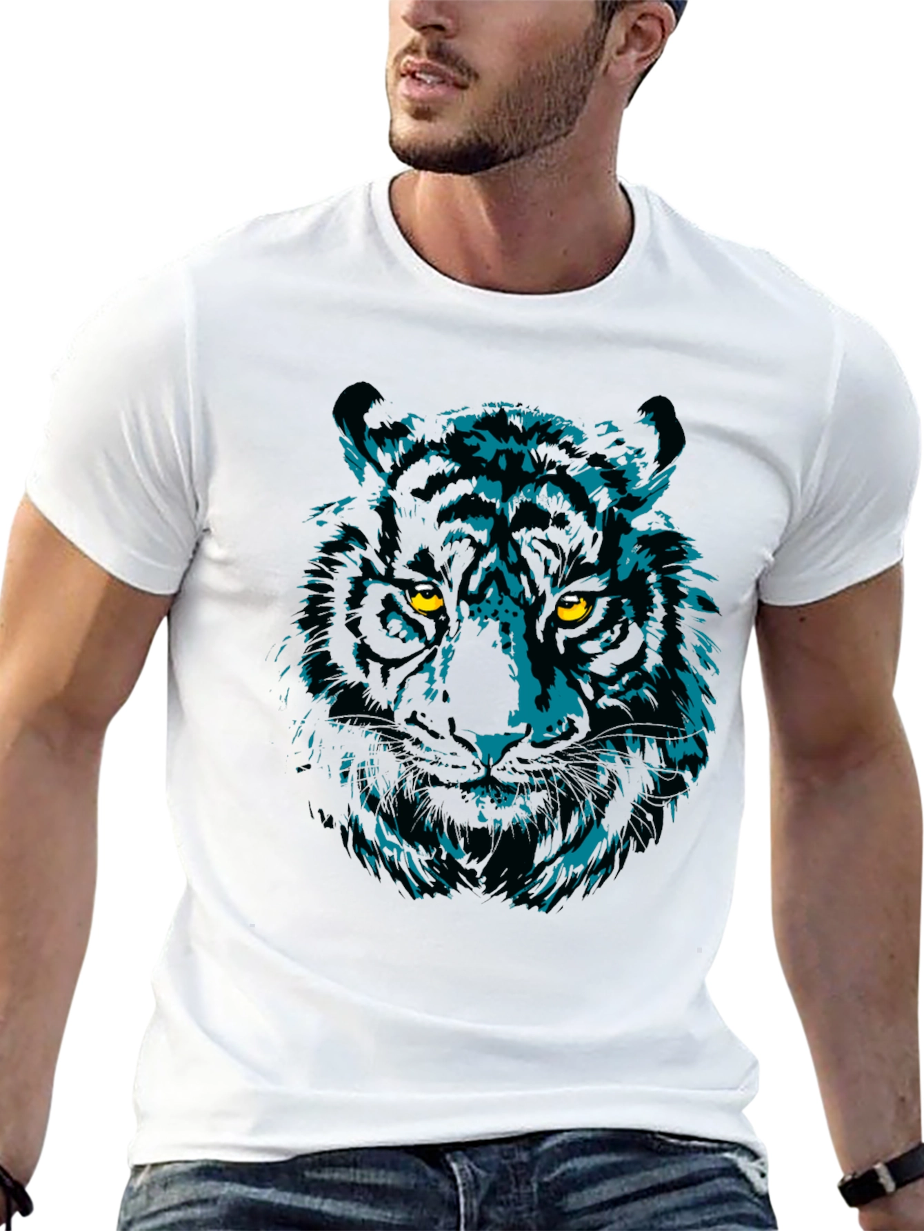 Cool Tiger Graphic Print Black T-Shirt