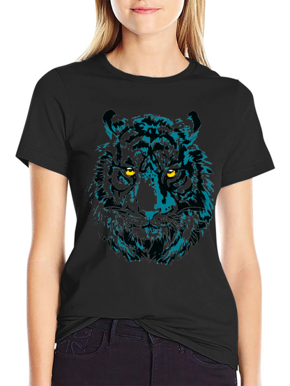Cool Tiger Graphic Print Black T-Shirt
