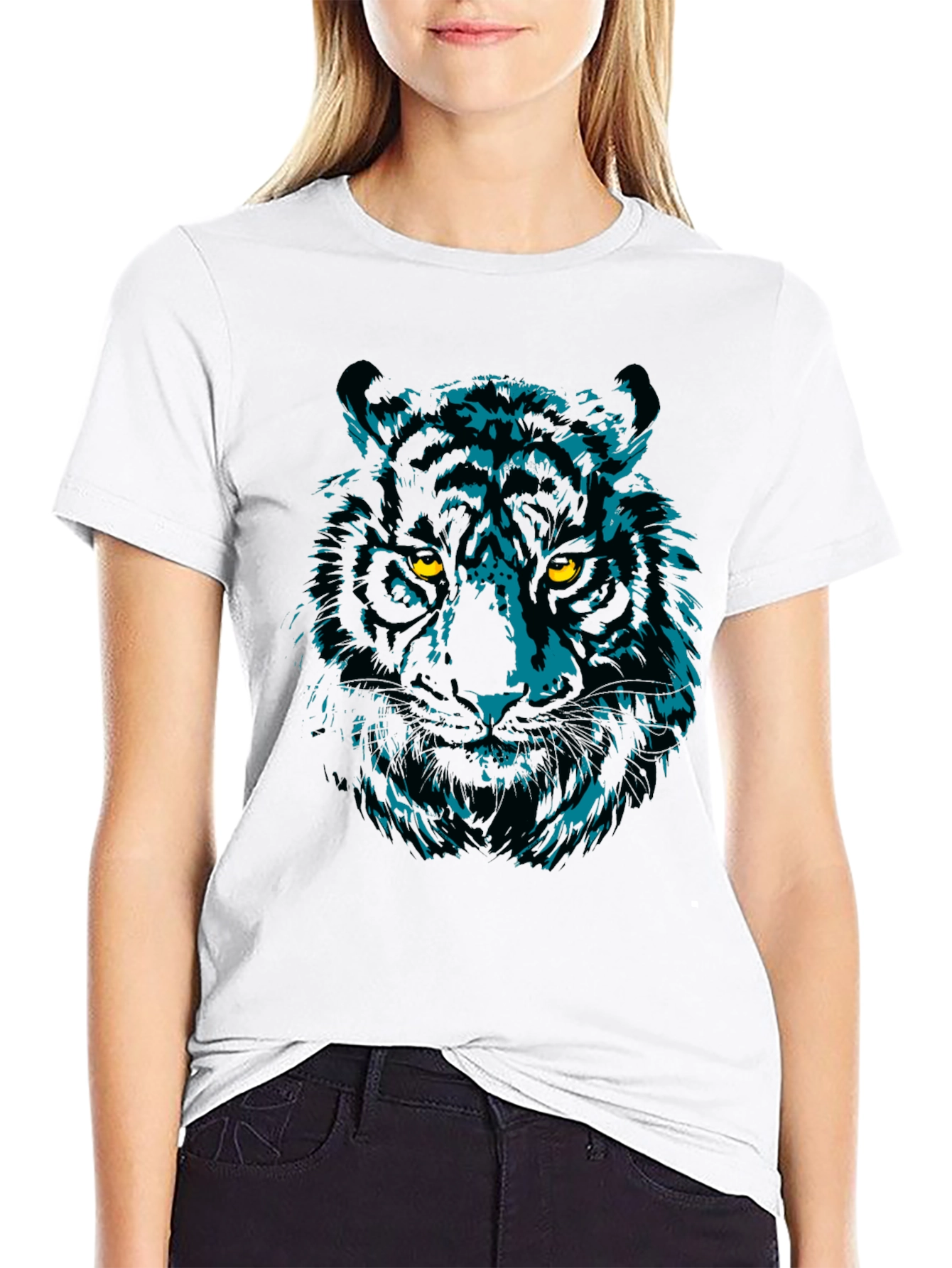 Cool Tiger Graphic Print Black T-Shirt