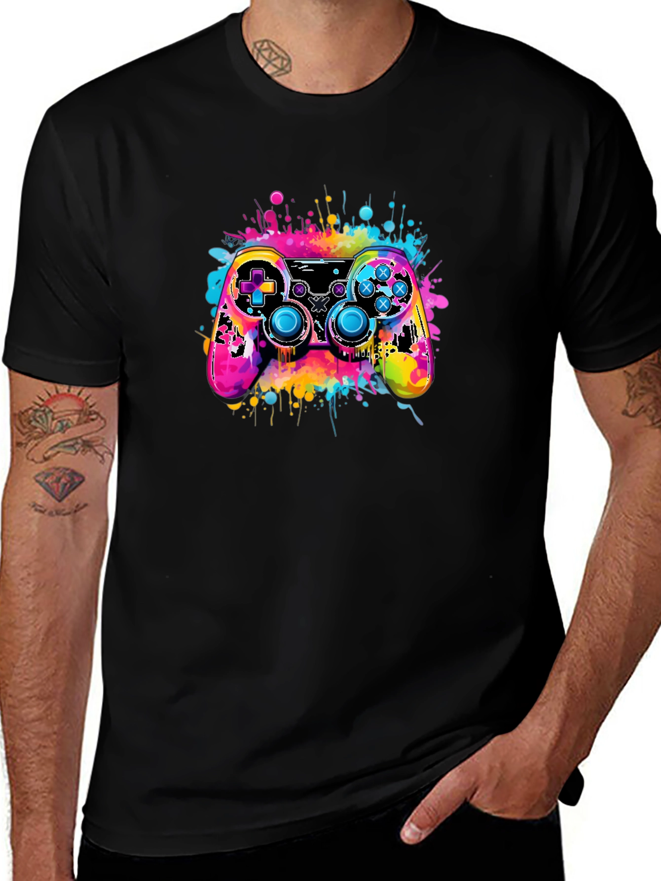Vibrant Gaming Controller Graphic T-Shirt