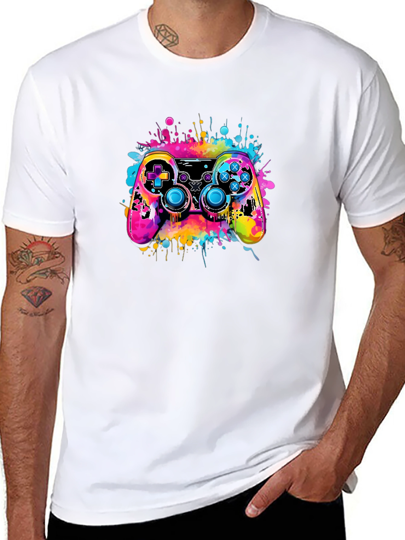 Vibrant Gaming Controller Graphic T-Shirt