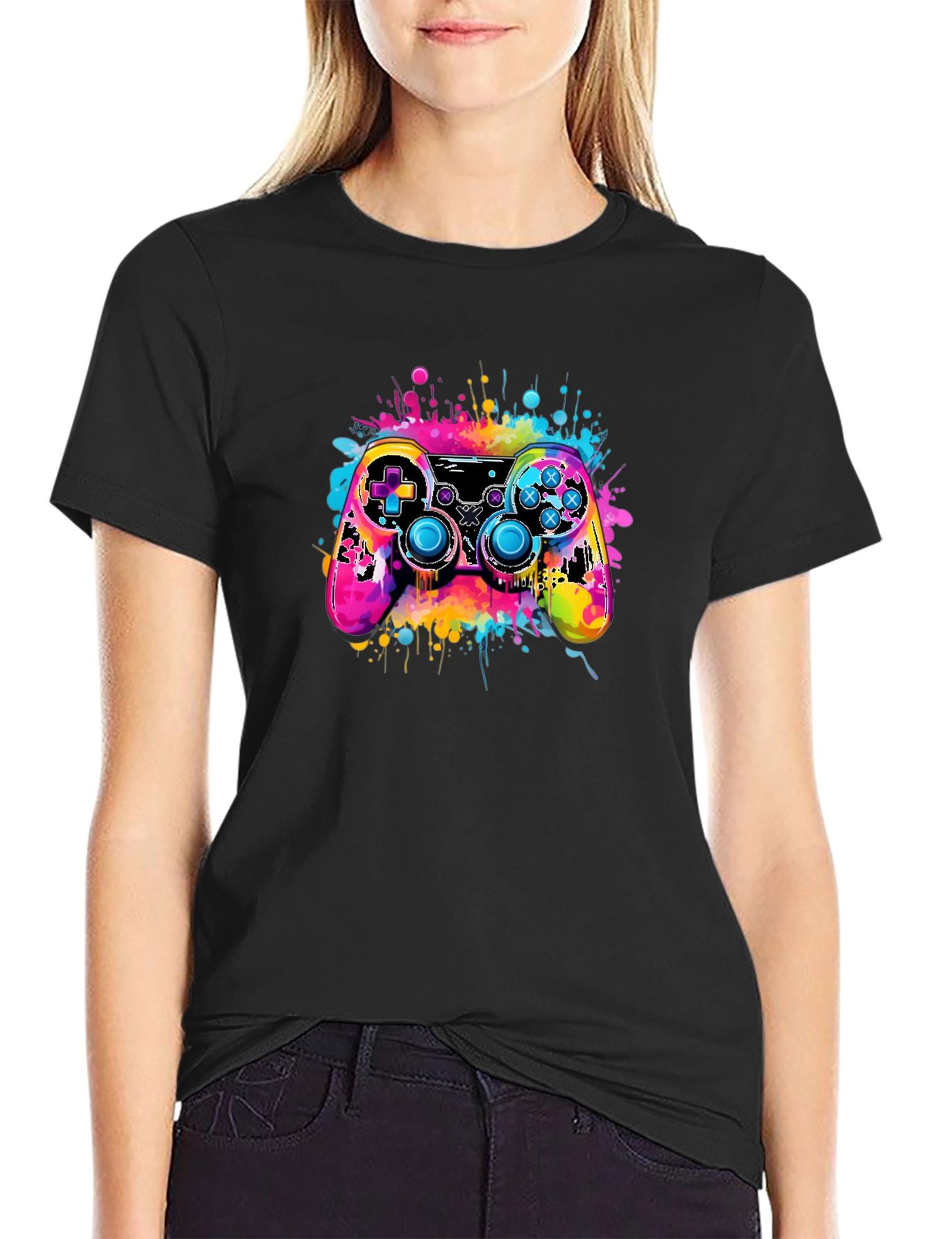 Vibrant Gaming Controller Graphic T-Shirt