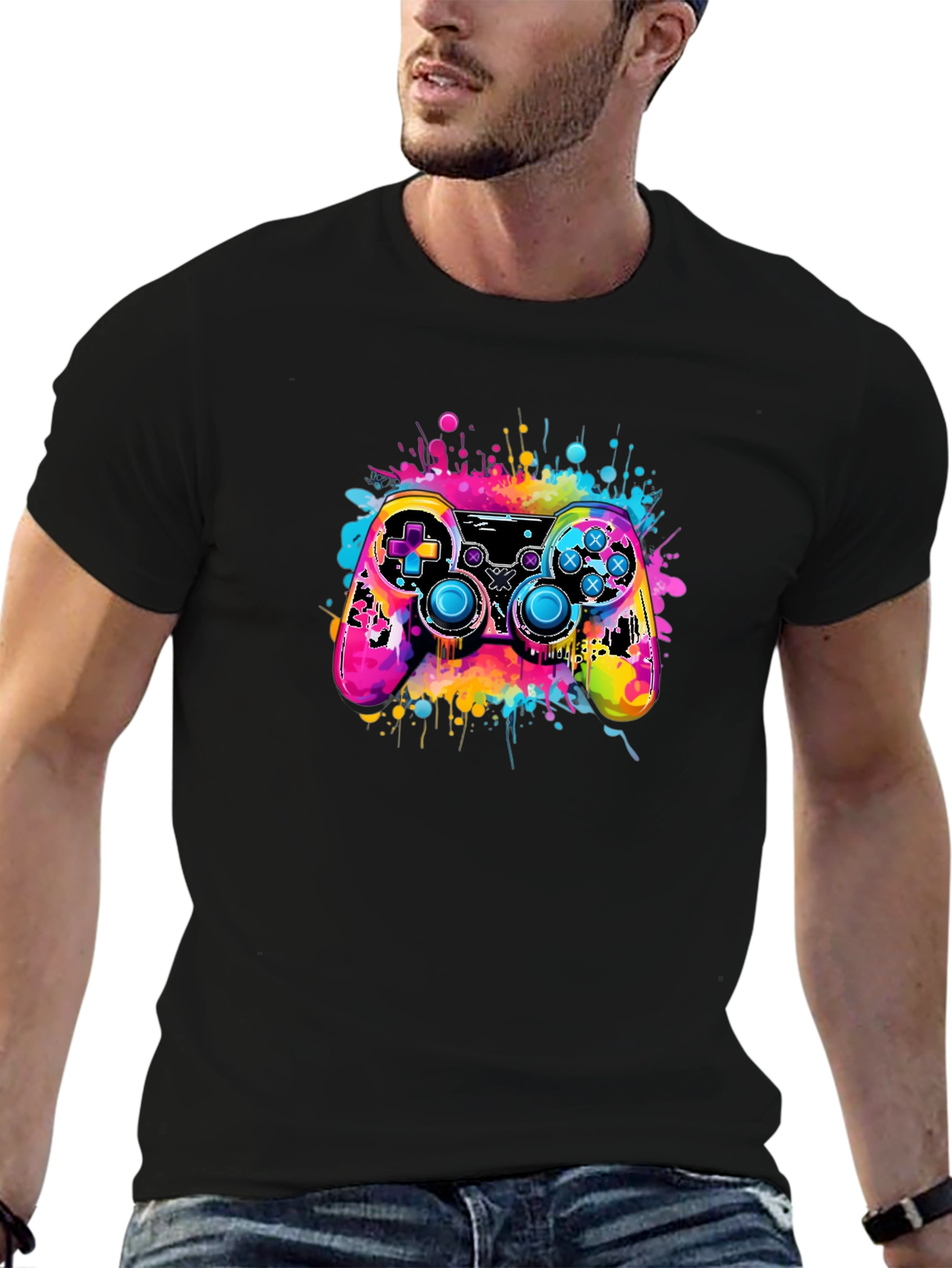 Vibrant Gaming Controller Graphic T-Shirt