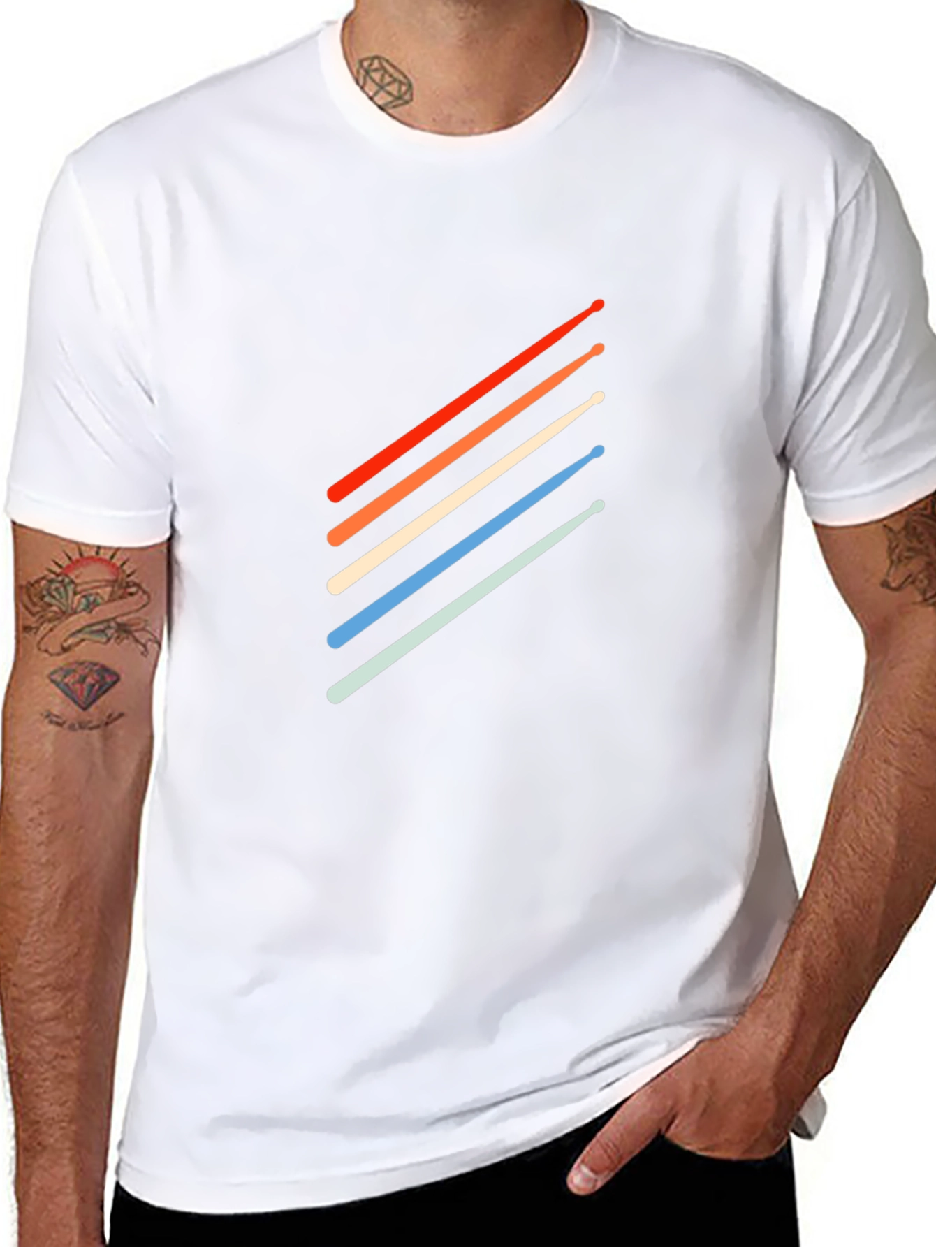 Retro Drum Sticks T-Shirt - Stylish Musician Tee