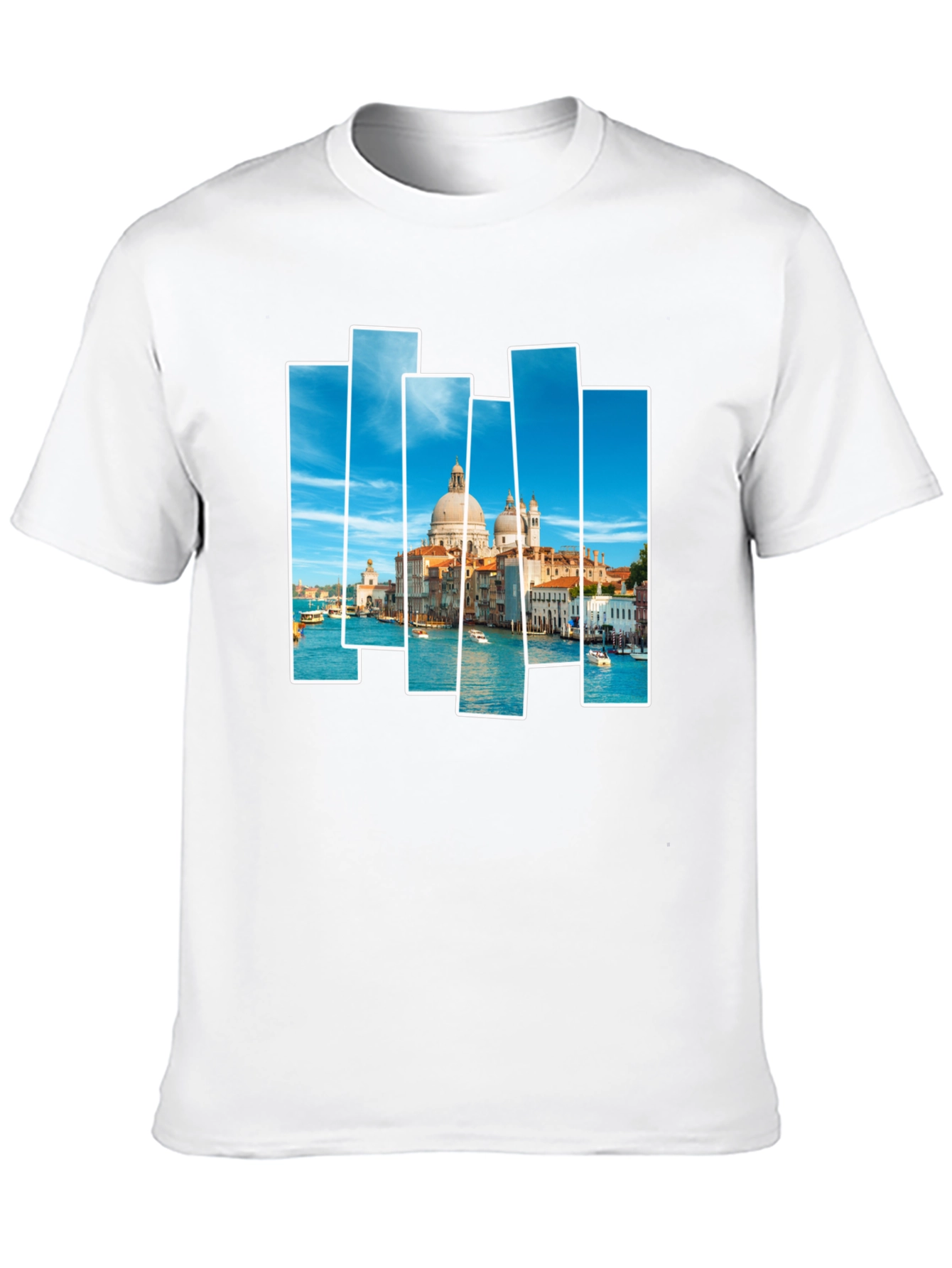 Venice Scene Print Mens Black T-Shirt