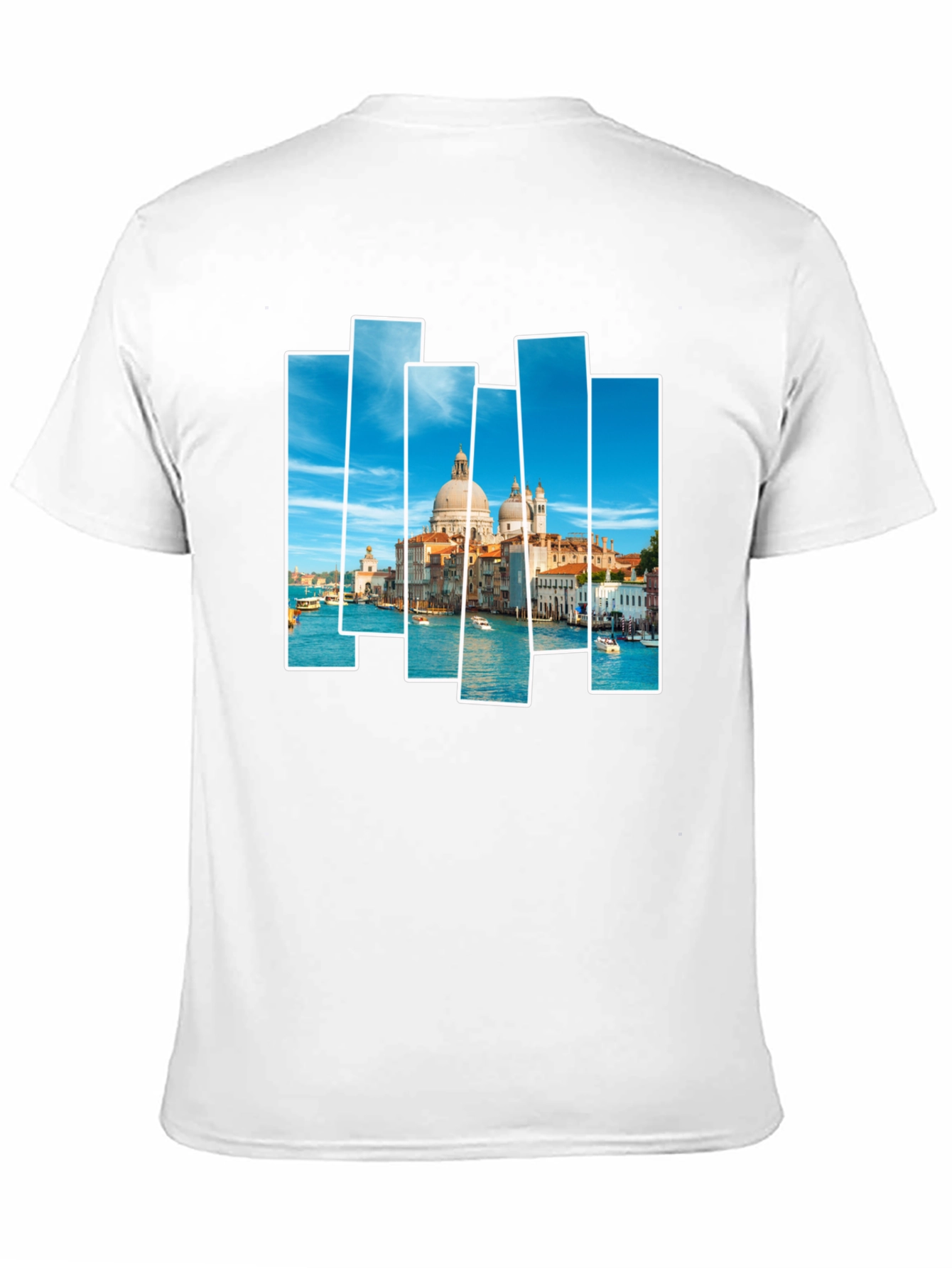 Venice Scene Print Mens Black T-Shirt