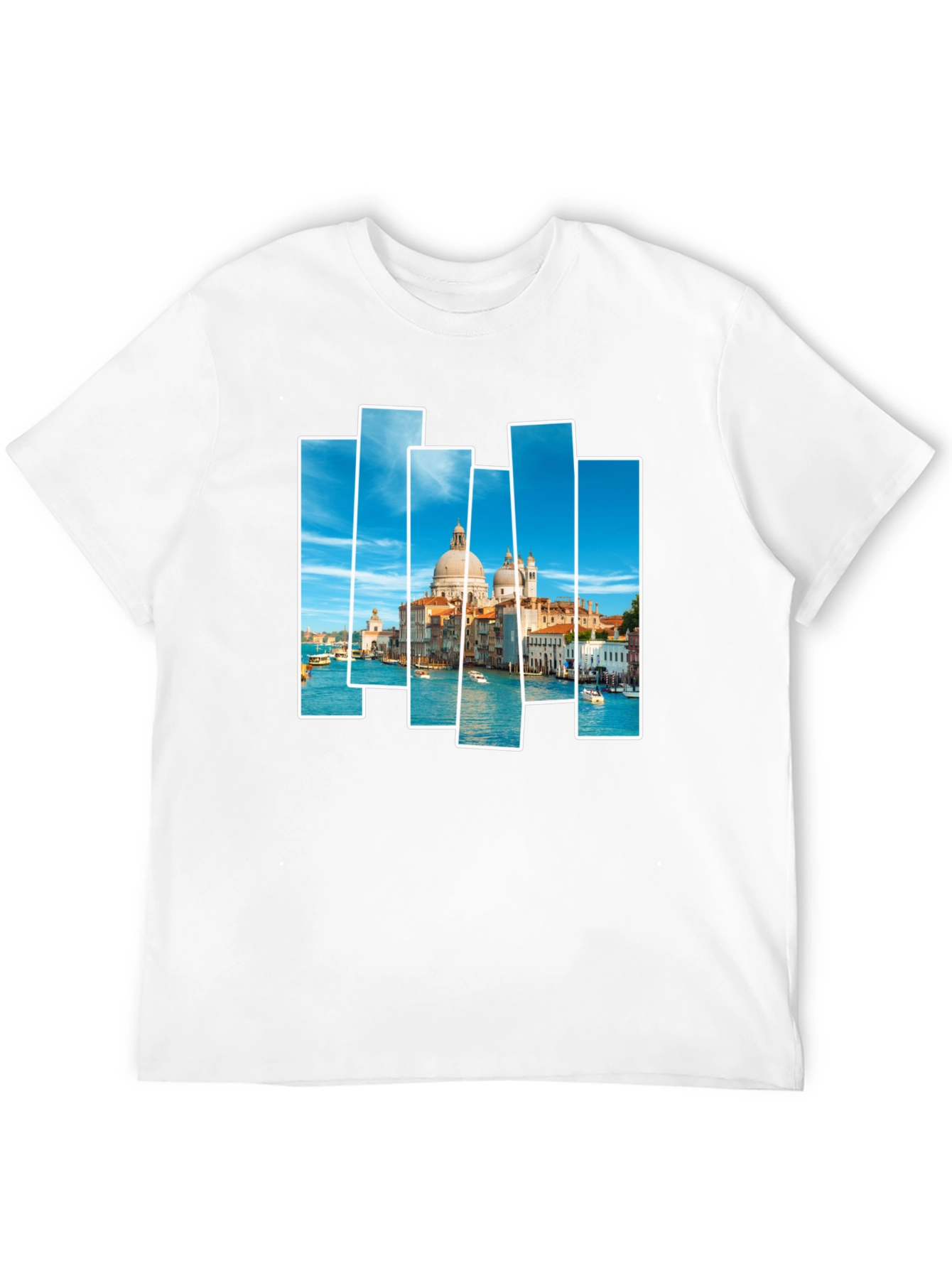 Venice Scene Print Mens Black T-Shirt
