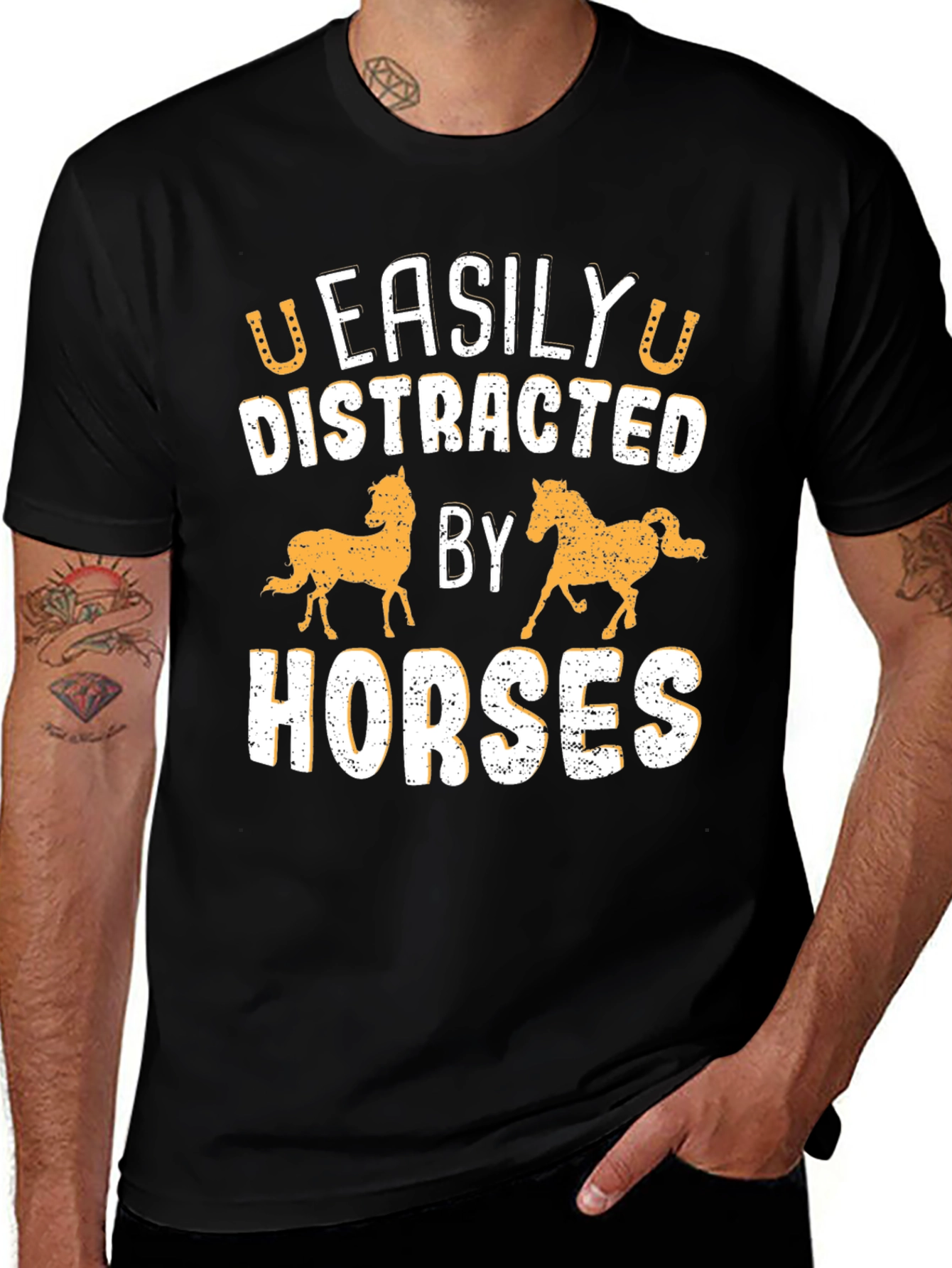 Easily Distracted By Horses Graphic T-Shirt
