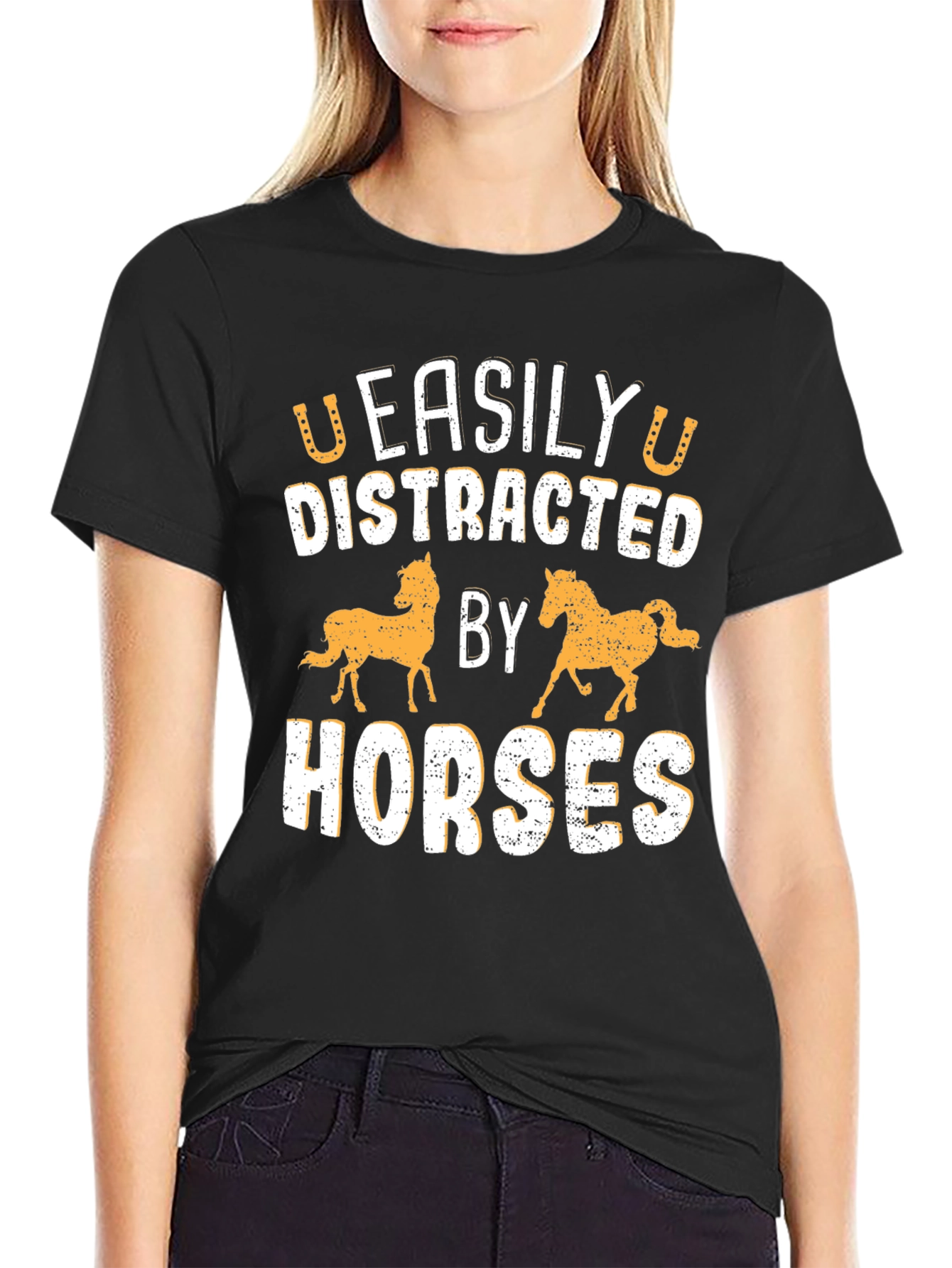 Easily Distracted By Horses Graphic T-Shirt