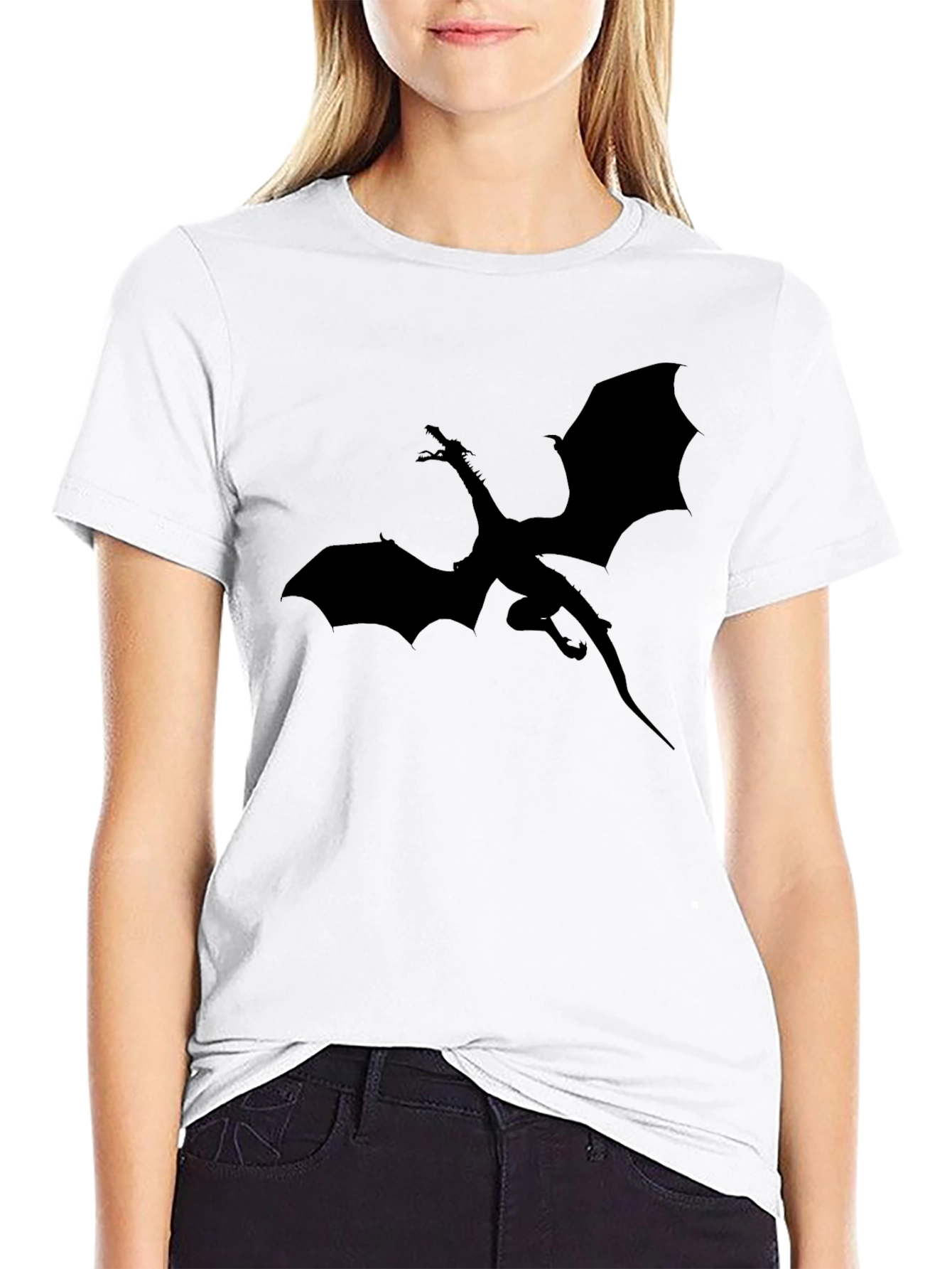 Dragon Silhouette Graphic T-Shirt - Black