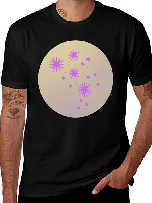 Celestial Starburst Graphic Tee - Black Cotton Blend