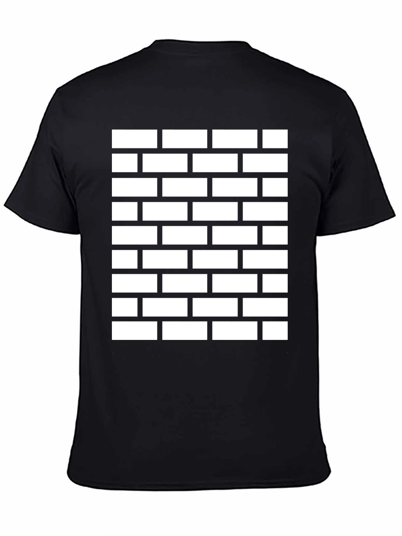 Brick Wall Pattern Black Tee Shirt