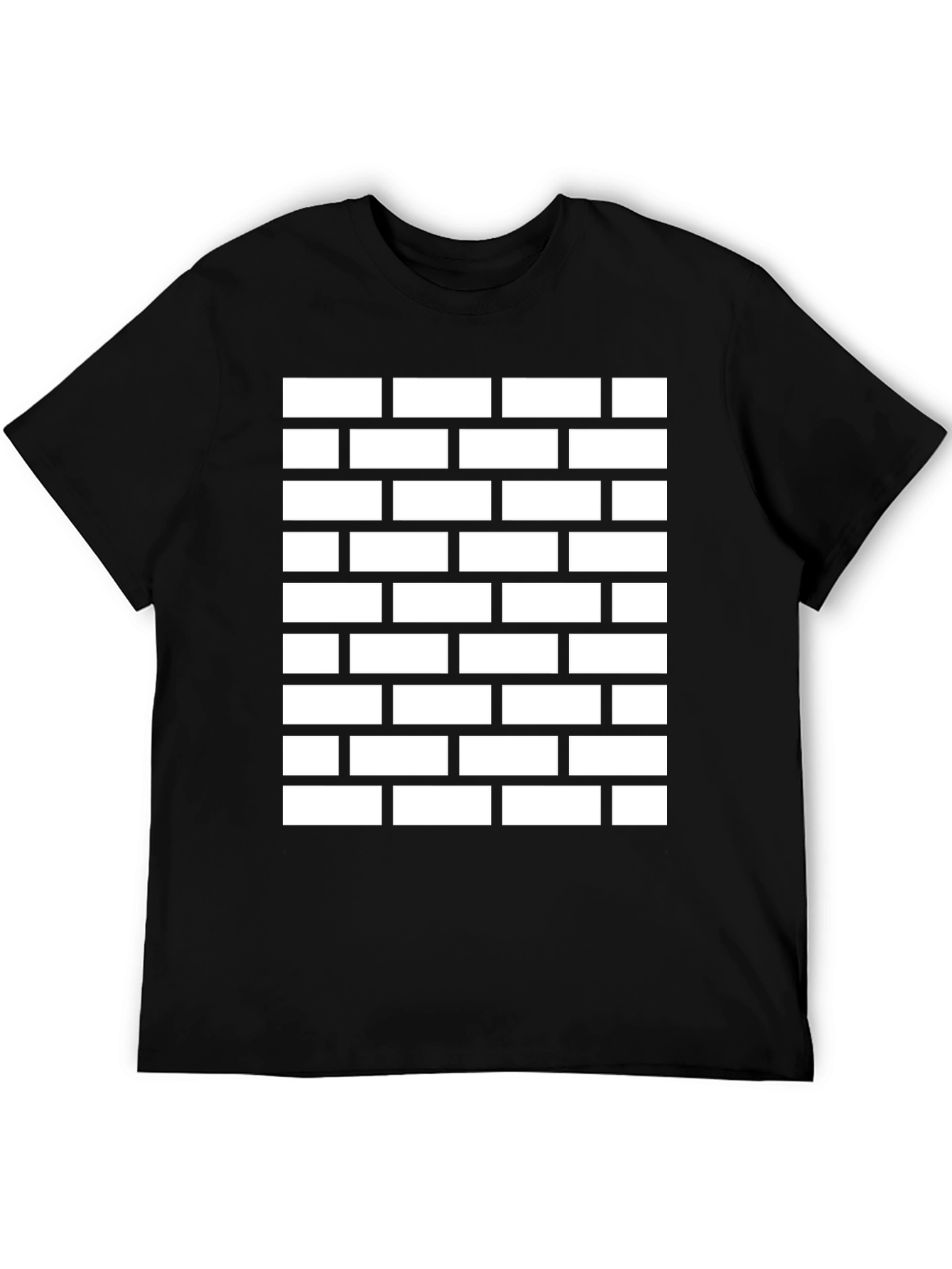 Brick Wall Pattern Black Tee Shirt