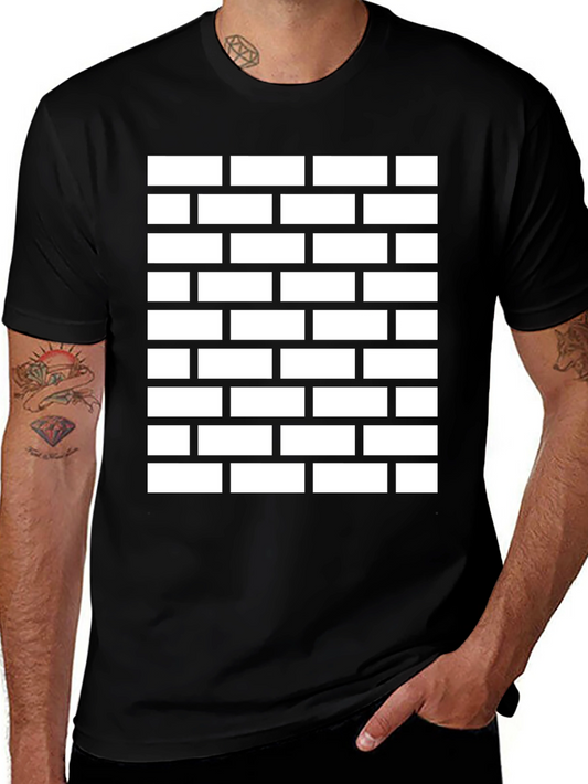 Brick Wall Pattern Black Tee Shirt