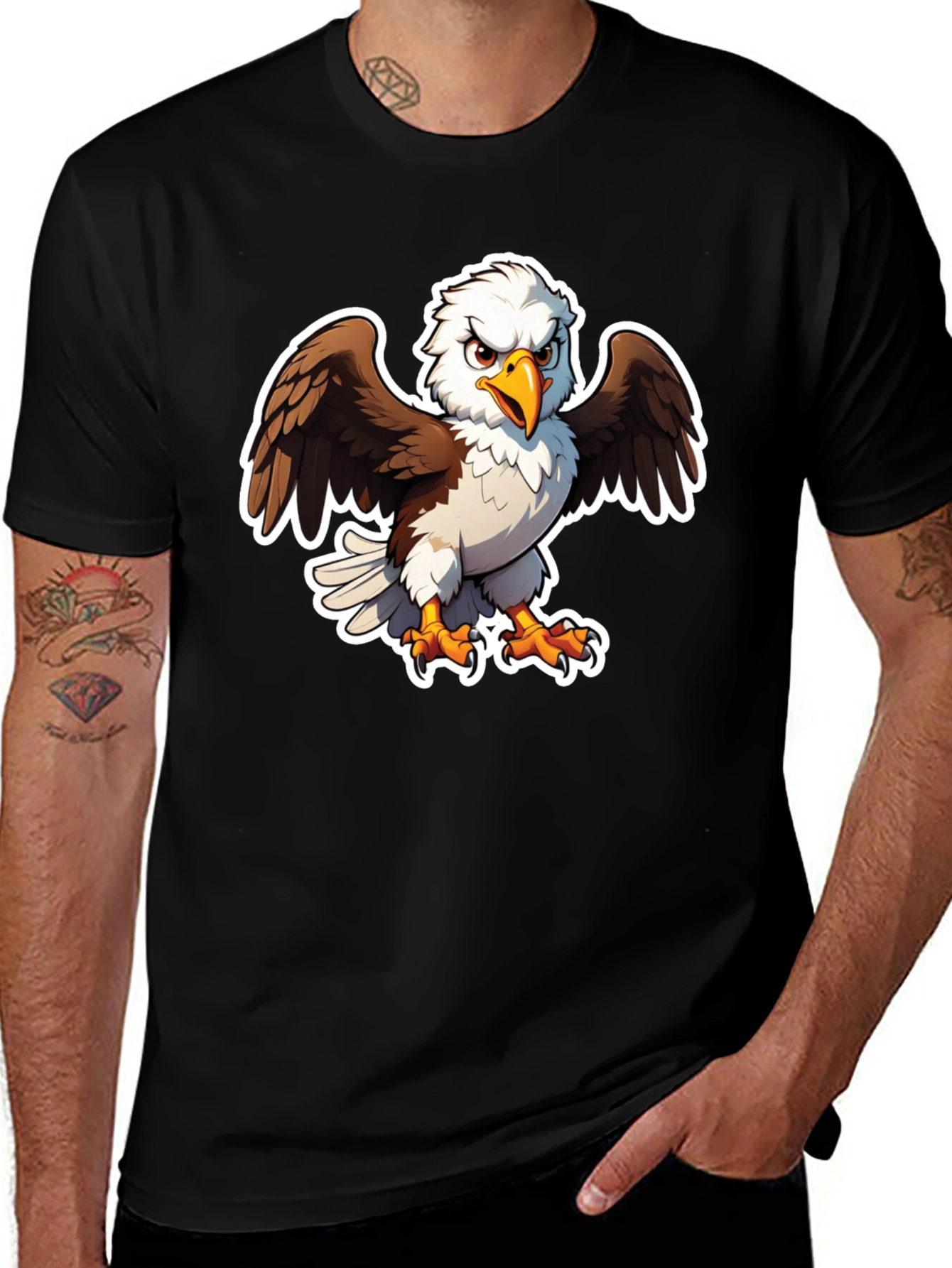 Bald Eagle Graphic Tee - Black Casual Shirt