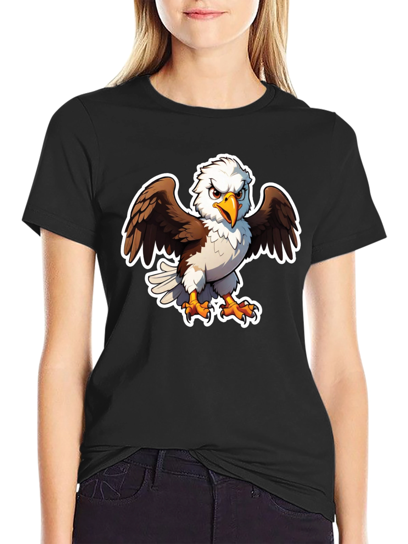 Bald Eagle Graphic Tee - Black Casual Shirt