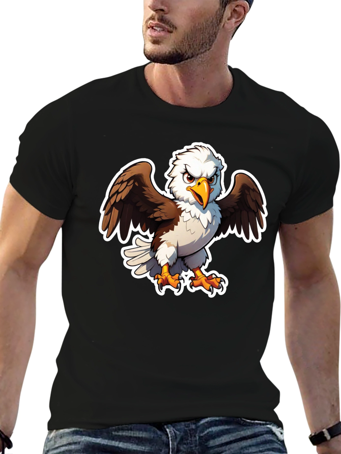 Bald Eagle Graphic Tee - Black Casual Shirt