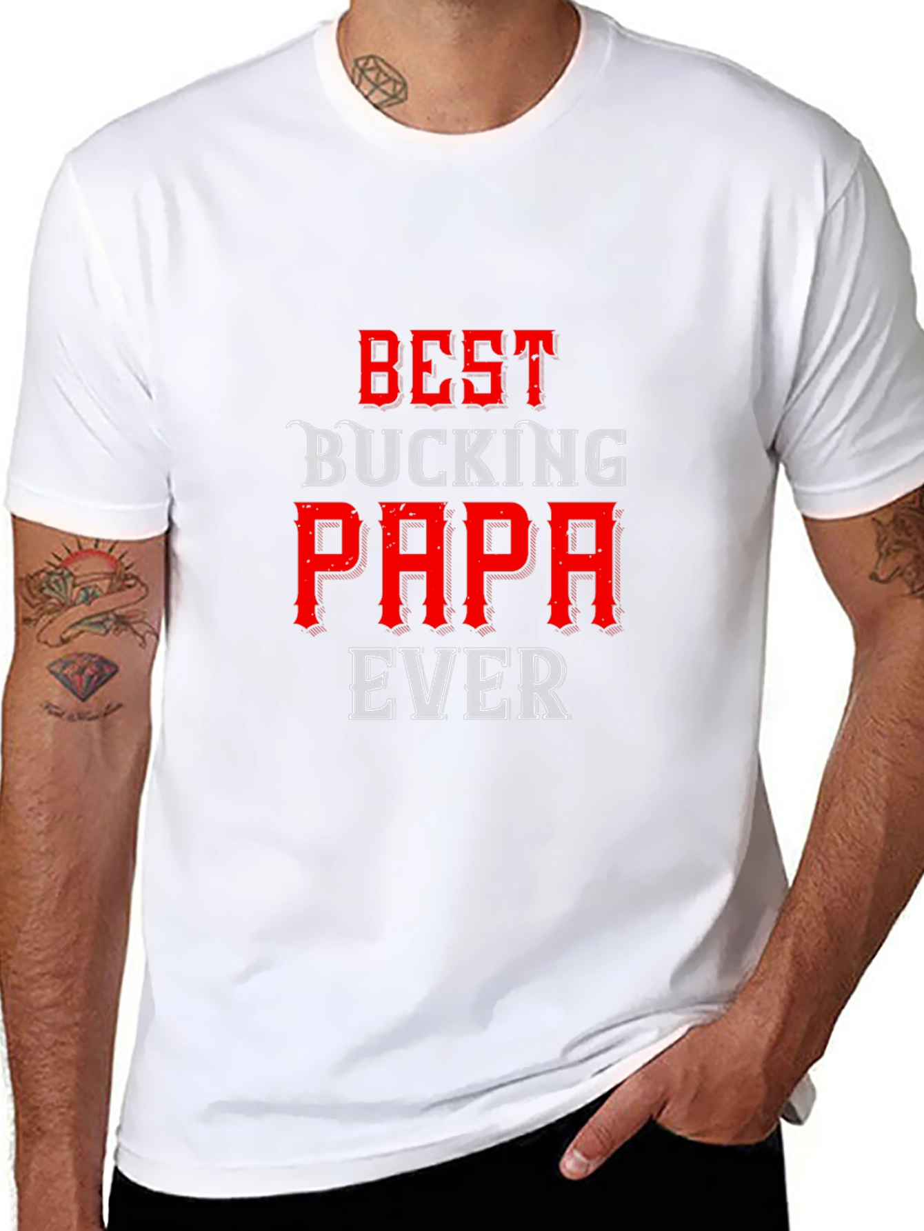 Best Bucking Papa Ever Black T-Shirt
