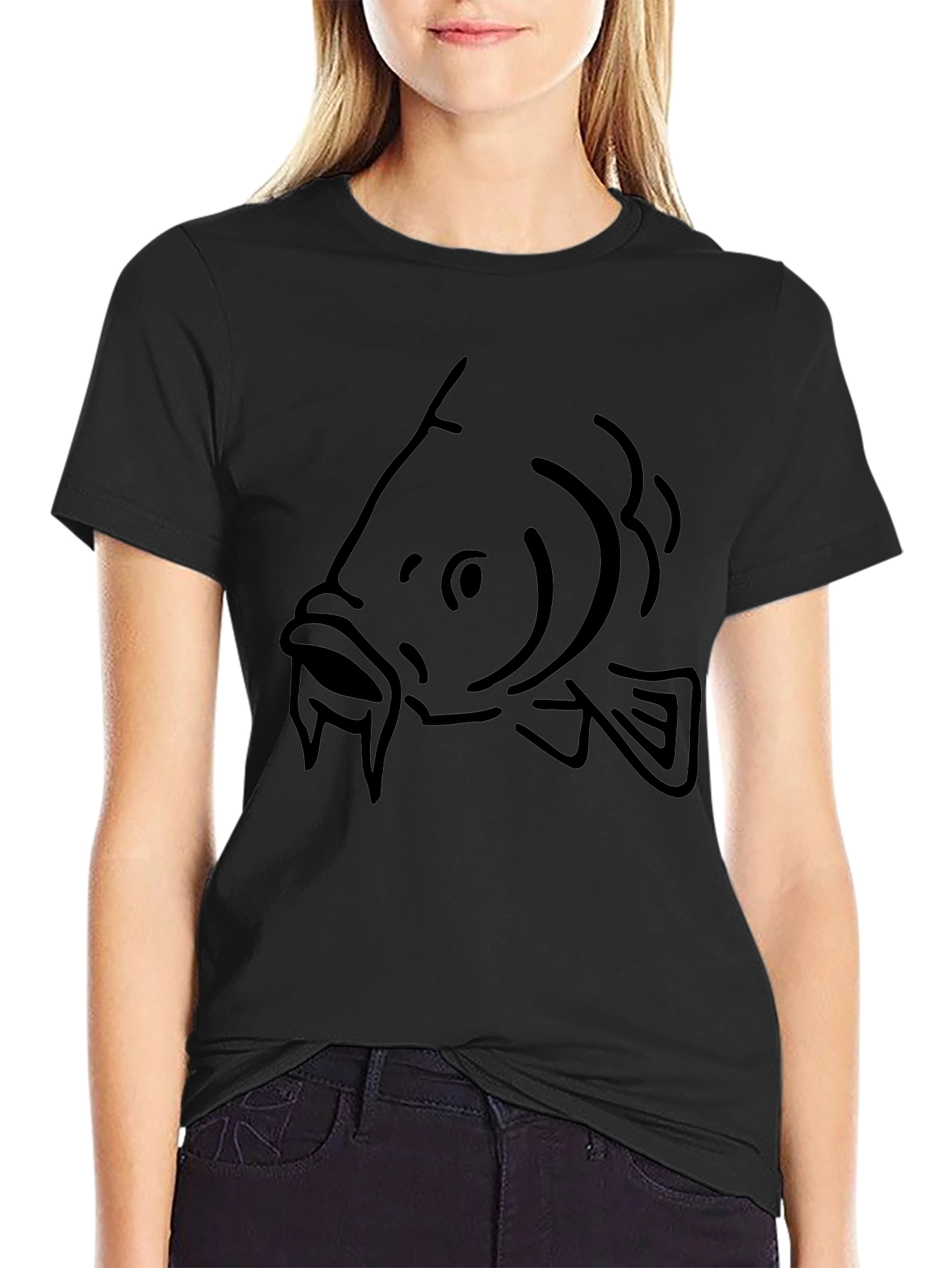 Carp Outline Black T-Shirt