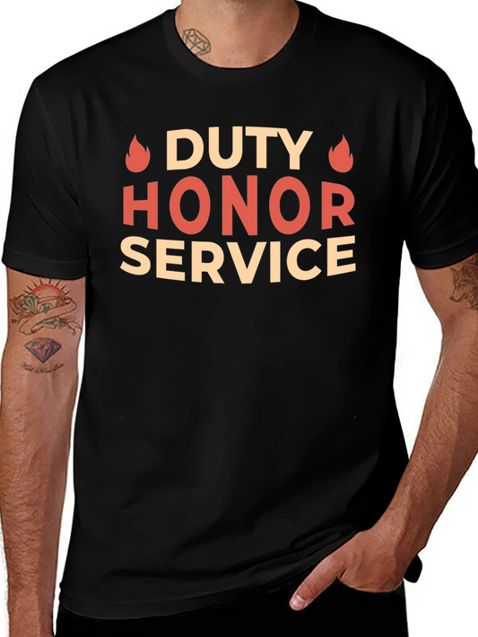 Duty Honor Service Graphic Tee - Black Cotton T-Shirt