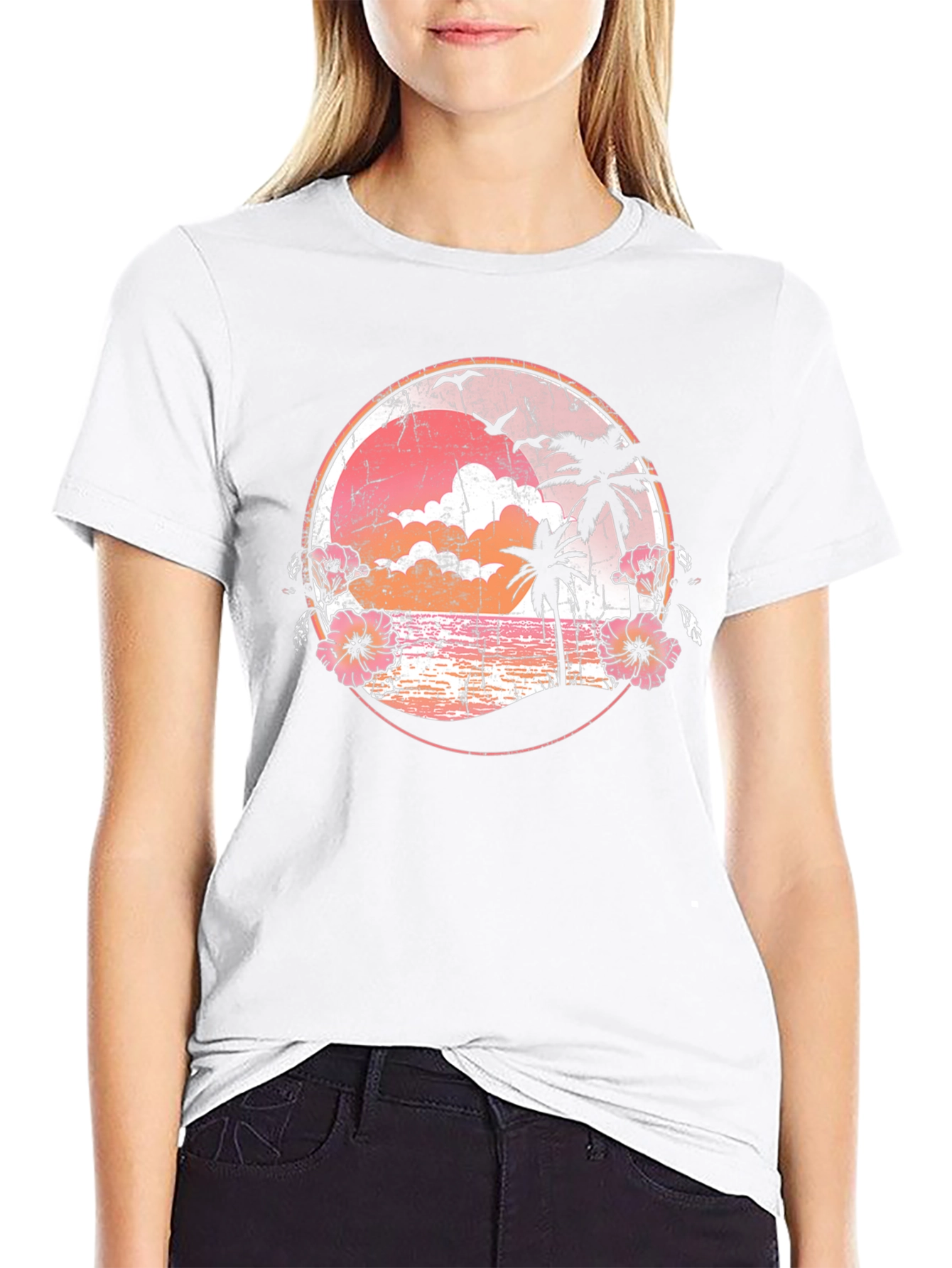 Retro Sunset Palm Tree Graphic Tee