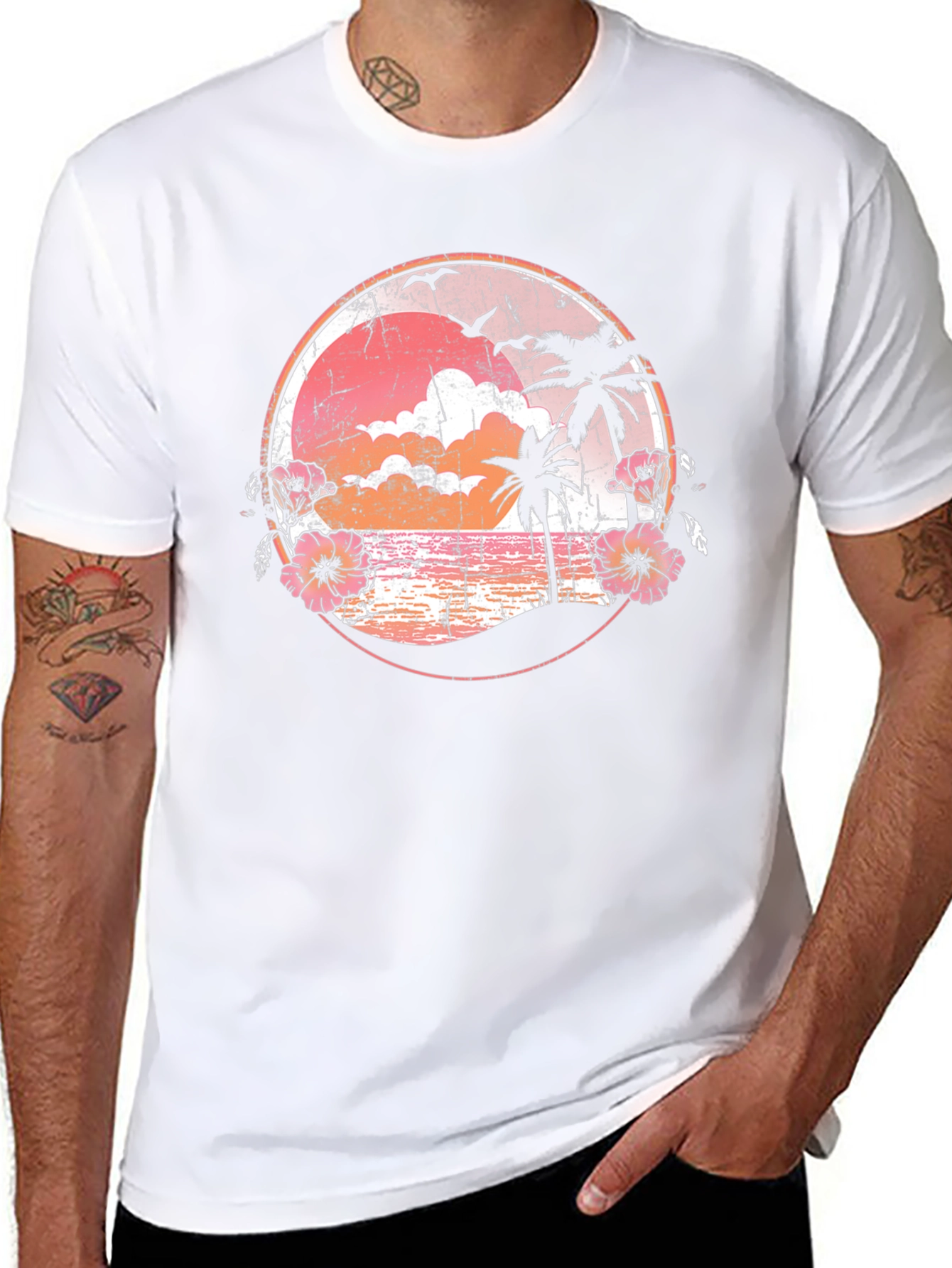 Retro Sunset Palm Tree Graphic Tee
