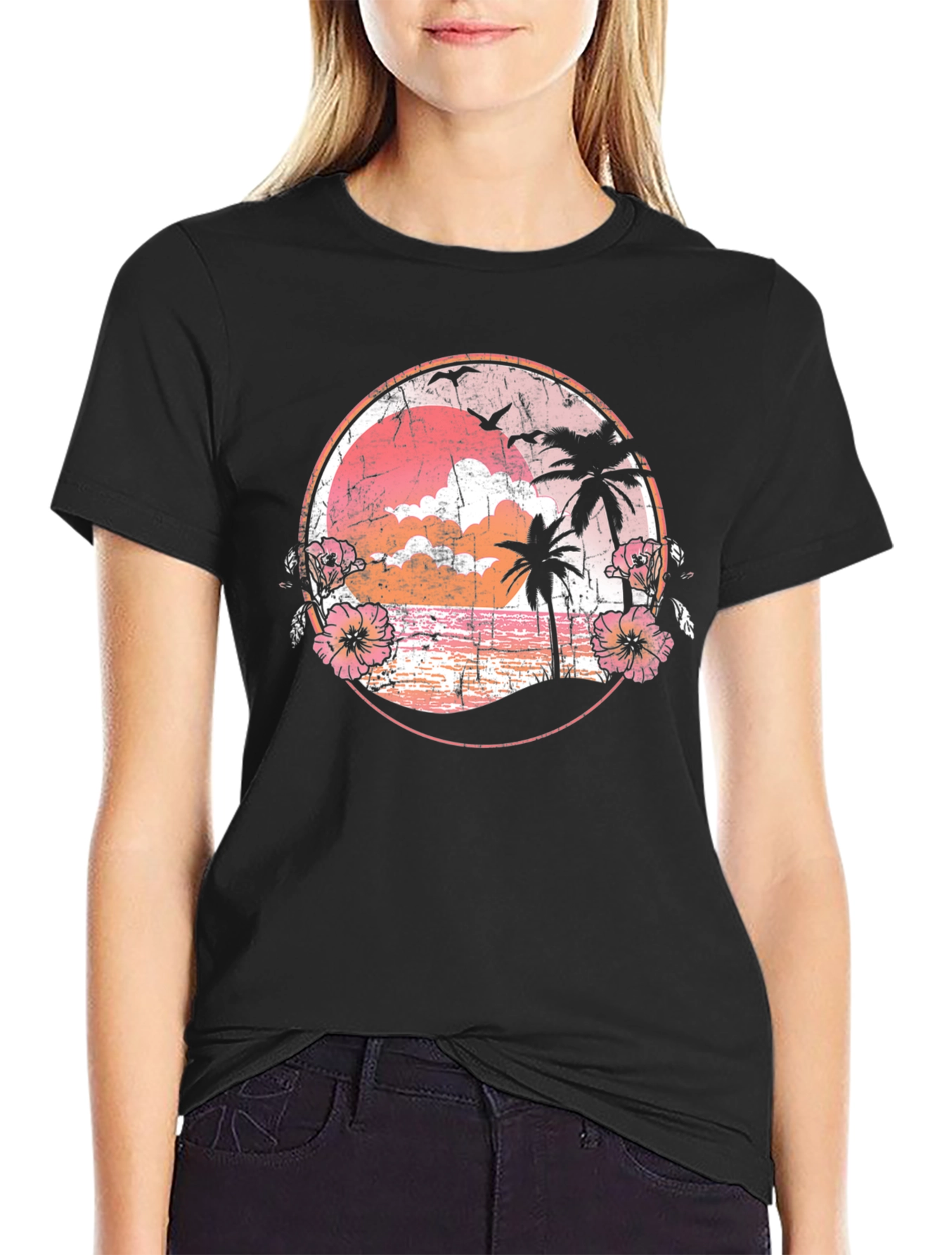 Retro Sunset Palm Tree Graphic Tee
