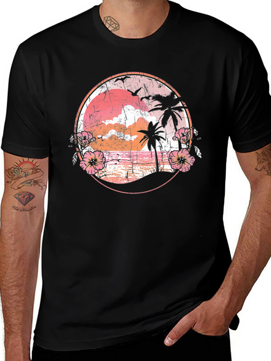 Retro Sunset Palm Tree Graphic Tee