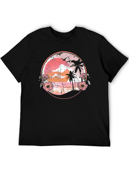Retro Sunset Palm Tree Graphic Tee