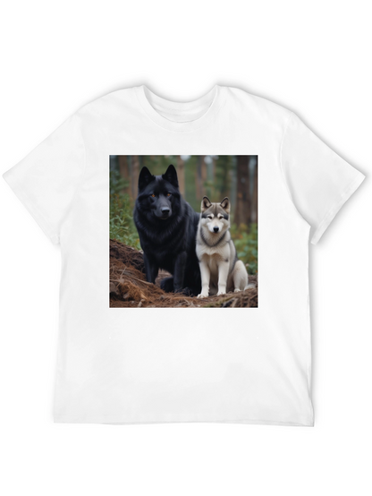 Wolf Pack Tee: Black T-Shirt with Canine Graphic