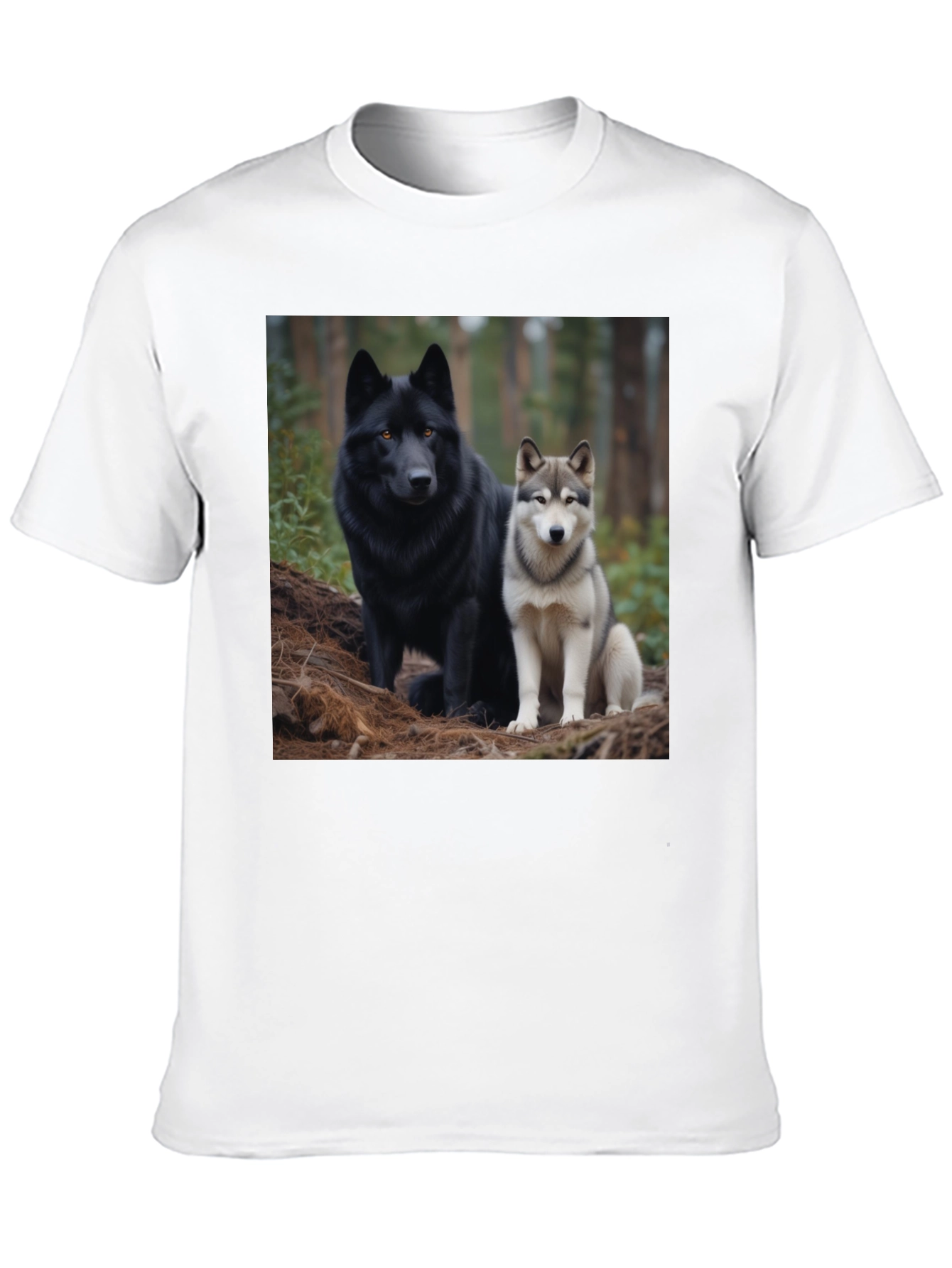 Wolf Pack Tee: Black T-Shirt with Canine Graphic